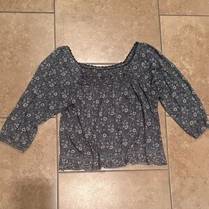 Lucky Brand Blouse (blue floral) LARGE